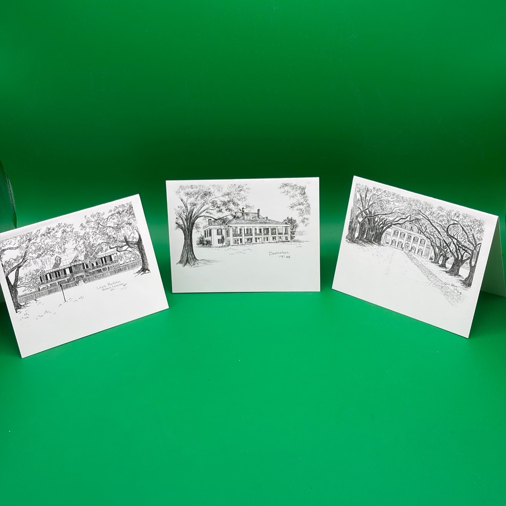 Louisiana Plantation Note Cards Laura Destrehan Oak Alley 5x7 Black White Lot 3